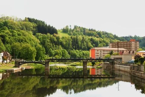 Sluice on the river Jizera Stock Photos