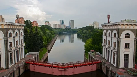 The Sluices of the Moscow River. Stock Footage 77691695