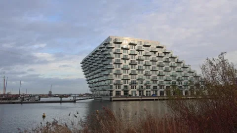 Sluishuis modern architecture apartment complex Stock Footage 322017645