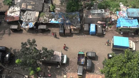 Slum Area top Angle View in Mumbai - Ak Stock Footage 140715664