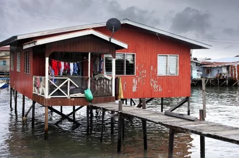 Slum in Borneo Stock Photos