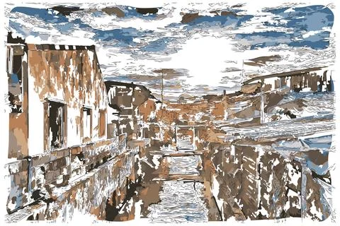 Slum Drainage Stock Illustration