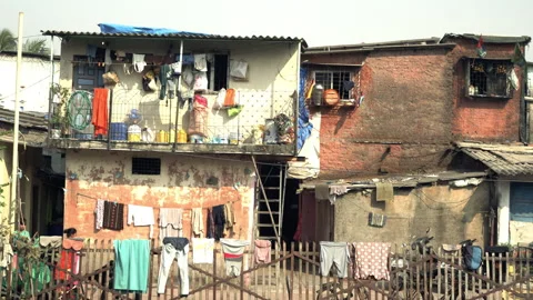 Slum houses in Mumbai city, Mumbai, IndiaStock Footage