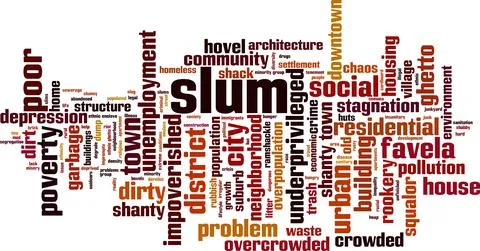 Slum word cloud Stock Illustration