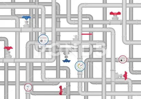 Slumbing tube Ware Pipes System Concept background labyrinth isolated. Stock Illustration