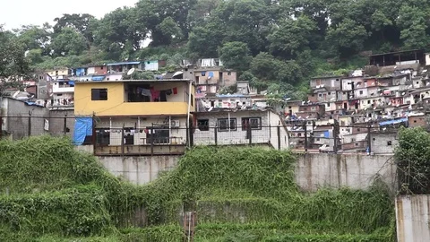 Slums on hill Stock Footage 78602249