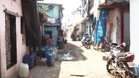 SLUMS OF MUMBAI 2 - empty lanes Stock Footage 130322148