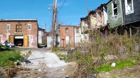 Slums in West Baltimore, MD.  Stock Footage