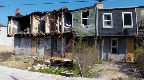 Slums in West Baltimore, MD.  Stock Footage 62388561