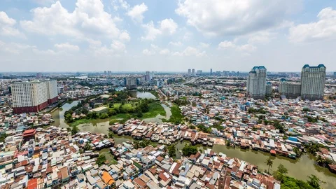 Slums within Ho Chi Minh City, Vietnam time lapse Stock-Footage 116879077