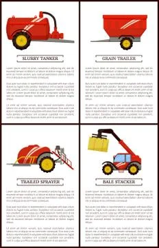 Slurry Tanker Grain Trailer Vector Illustration Stock Illustration