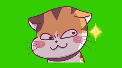Sly Kitten Animation - Green Screen Background Видео 282780571