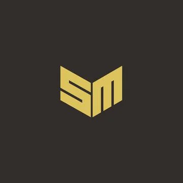 SM MS Logo Letter Initial Logo Designs Template with Gold and Black Backgroun Stock Illustration