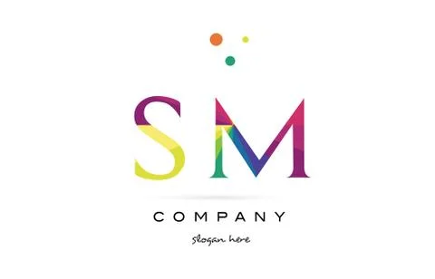 Sm s m  creative rainbow colors alphabet letter logo icon Stock Illustration