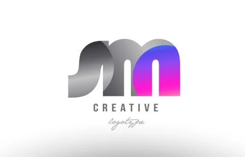 Sm s m silver grey metal metallic gradient alphabet letter logo combination i Stock Illustration