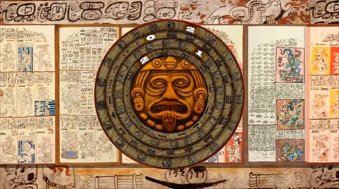 Small 2012 Rotating Mayan Doomsday Calendar+Dresden Codex Stock Footage 7136754