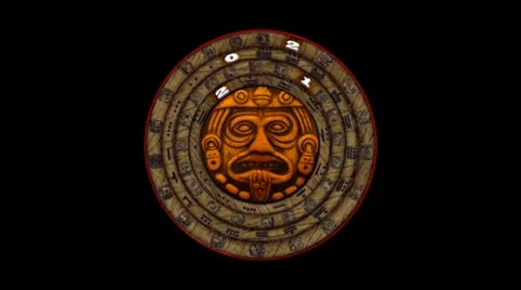 Small 2012 Rotating Mayan Doomsday Calendar-Black Screen-looping Stock Footage 7136780