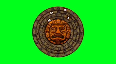 Small 2012 Rotating Mayan Doomsday Calendar-Green Screen - looping Stock Footage 7136804