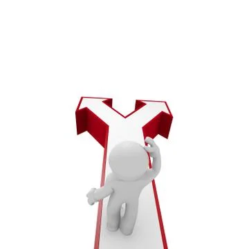 Small 3d man with different ways Stock Illustration