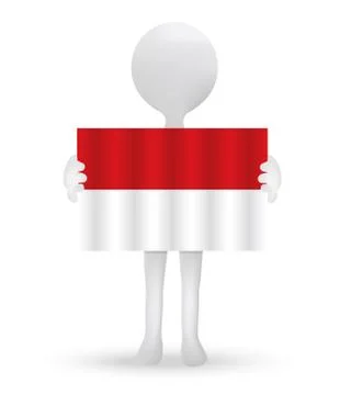 Small 3d man holding a flag of Principality of Monaco Stock Illustration