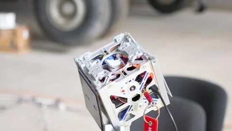 Small 3d printed satelite device Stock Footage 297549413