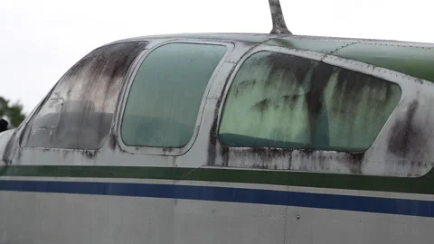 Small Abandoned Plane Bring Into Focus Stock-Footage 147005450