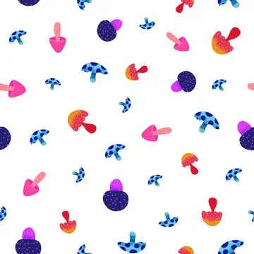 Small abstract mushrooms seamless pattern Stock Illustration
