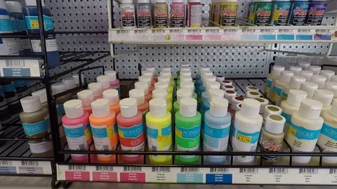 Small acrylic paint bottles Video stock 72839923