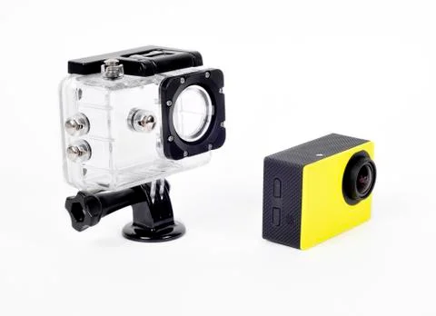 Small action camera and waterproof box Foto stock