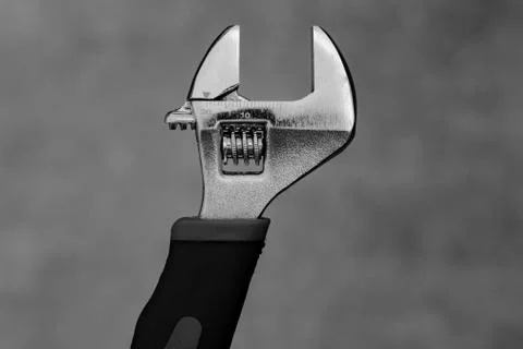 Small adjustable wrench close-up. Stock Photos
