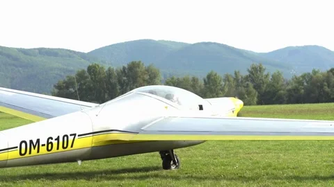 Small air-plane rolling on the airfield Stock Footage 140270400