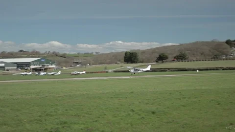 Small Aircraft Landing Stock Footage 90359850