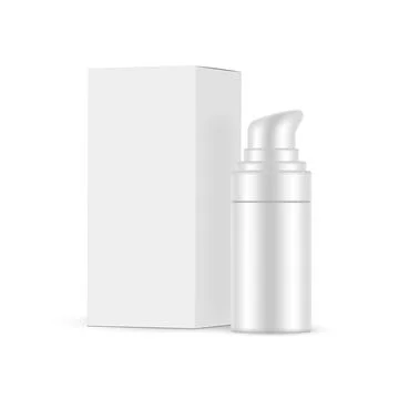 Small Airless Pump Bottle Mockup With Paper Packaging Box Stock Illustration
