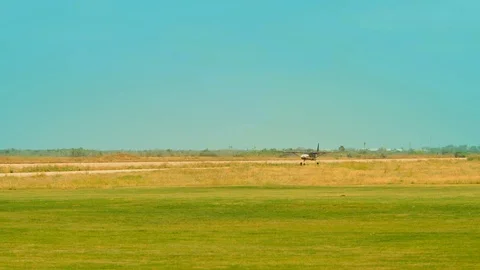 Small Airplane During Take Off Stock Footage 88950239