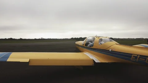 Small airplane from flightschool getting ready to take off Video stock 127428466