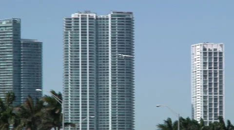 Small airplane flying in Miami Stock Footage 67568790