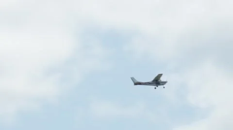 Small Airplane Flying in the Sky, 4K Stock Footage 53314049