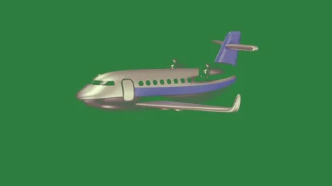 A small airplane flying through green screen and design cartoonish gesture Stock-Footage 335980330