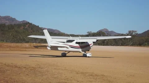 Small airplane is getting to fly Stock Footage 20479180