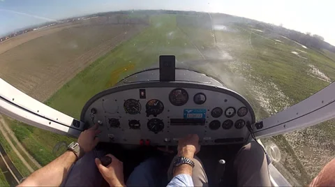 Small airplane landing Stock Footage 32212639