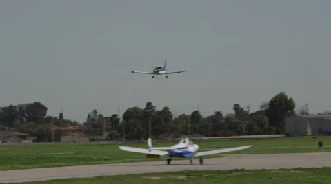 Small airplane landing Stock Footage 49549180