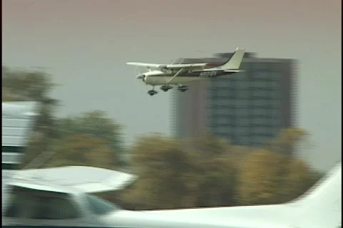 Small Airplane Lands Stock Footage 298336