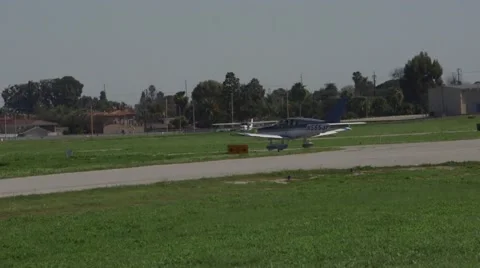 Small airplane lift off Stock Footage 49549237