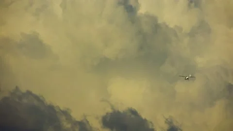 Small Airplane With Propeller Flies Across The Sky Stock Footage 161073124