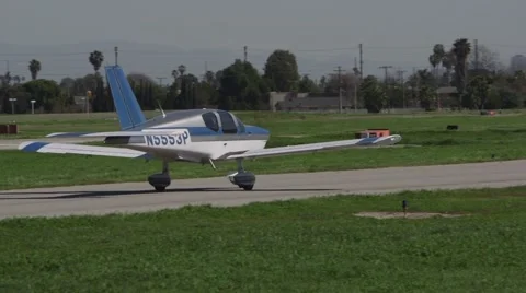 Small airplane runaway Stock Footage 49549178