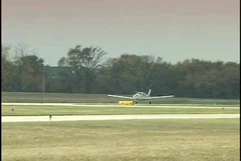 Small Airplane Takes Off Stock Footage 298340