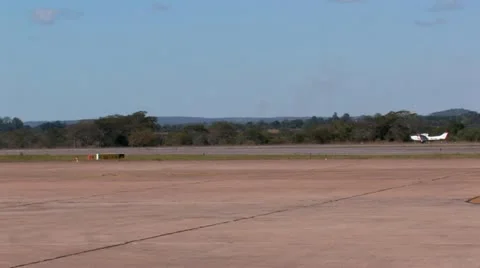 Small Airplane Takes off Stock Footage