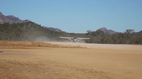 Small airplane takes off Stock Footage 20479175