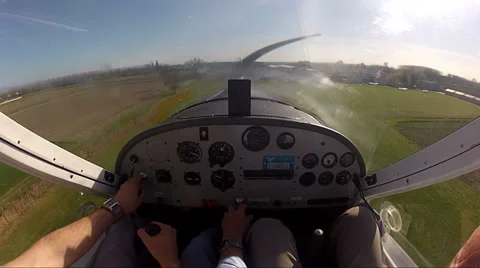 Small airplane taking off Stock Footage 32212461
