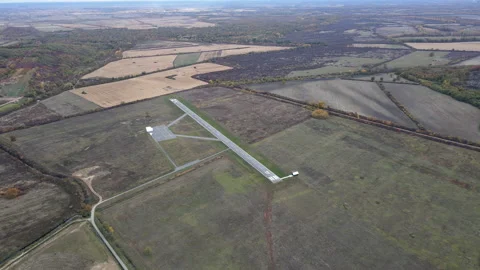 Small airport at the field Stock Footage 206335754